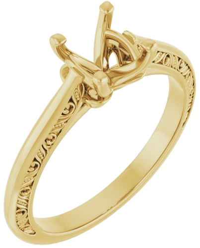 Sužadėtuvių Žiedas „Solitaire Sculptural“ 14k yellow gold Round 6.5mm (1)