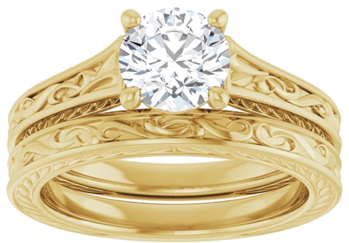 Sužadėtuvių Žiedas „Solitaire Scroll“ 14k yellow gold Round 6.5mm (13)