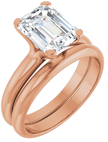 Sužadėtuvių Žiedas „Solitaire“ 14k rose gold Emerald 9mm x 7mm (6)