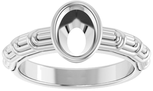 14K White 8 x 6 mm Oval Solitaire Engagement Ring Mounting (3)