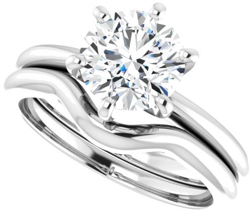 Sužadėtuvių Žiedas „Solitaire“ 10k white gold Round 7.4mm (10)