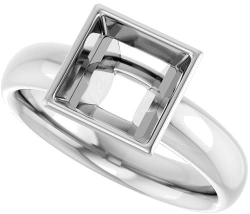 Sužadėtuvių Žiedas „Bezel-Set Solitaire“ 585 Baltojo Aukso Square 7mm (5)