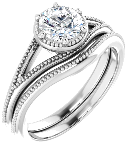 Sužadėtuvių Žiedas „Solitaire“ 14k white gold Round 5.8mm (6)