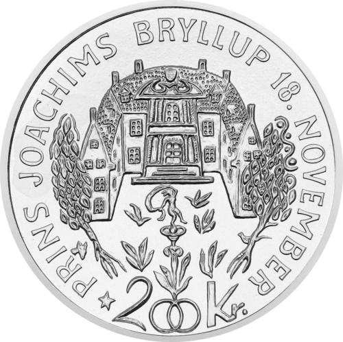 200 kronų Margrethe II Vestuvės 1995 Danijos karalystė sidabrinė moneta (1)