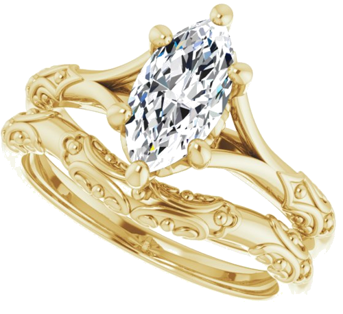 Sužadėtuvių Žiedas „Solitaire Sculptural“ 14k yellow gold Marquise 10mm x 5mm (10)
