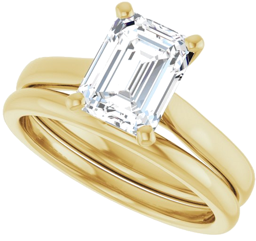 Sužadėtuvių Žiedas „Solitaire“ 585 Geltonojo Aukso Emerald 8mm x 6mm (10)