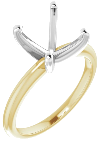 14K Yellow   White  10 mm Round Solitaire Engagement Ring Mounting (1)