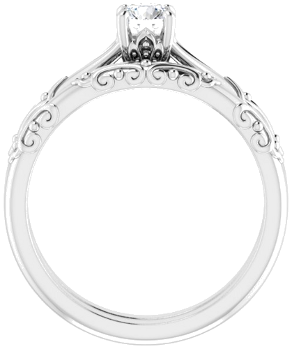 Sužadėtuvių Žiedas „Solitaire Sculptural“ 10k white gold Round 4.4mm (7)