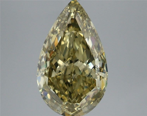 4.03 carat Fancy Brownish Greenish Yellow-SI1 Natūralus Pear Deimantas (1)