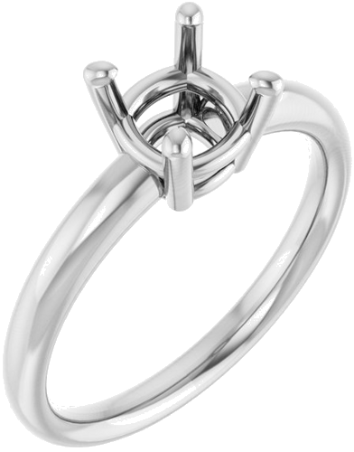 14K White 6 mm Cushion Engagement Ring Mounting (1)