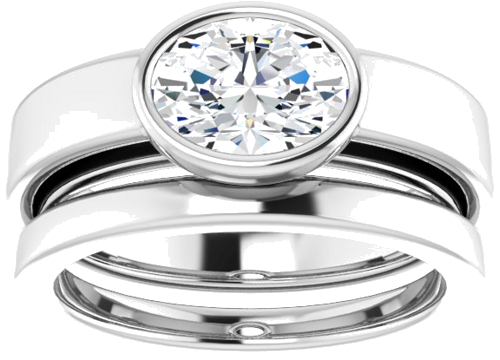 Sužadėtuvių Žiedas „Bezel-Set Solitaire“ 14k white gold Oval 8mm x 6mm (8)
