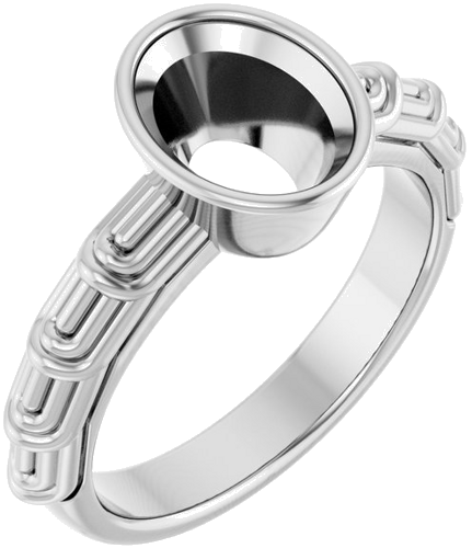 14K White 9 x 7 mm Oval Solitaire Engagement Ring Mounting (1)