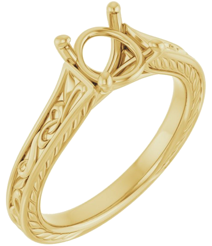 Sužadėtuvių Žiedas „Solitaire Scroll“ 14k yellow gold Round 7mm (1)