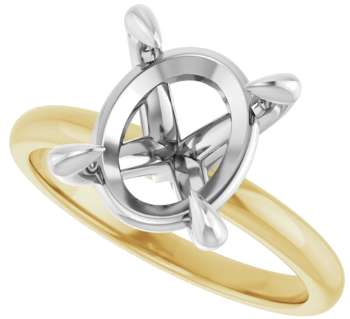 14K Yellow White 11 x 9 mm Oval Engagement Ring Mounting (5)