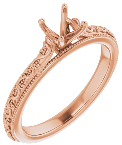 14K Rose  5.2 mm Round Solitaire Engagement Ring Mounting (1)