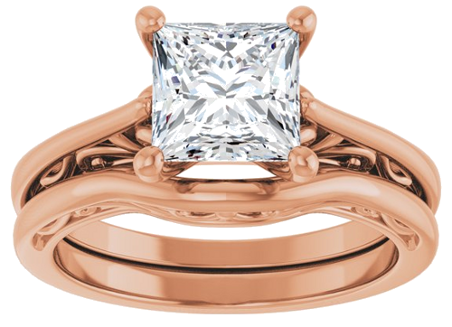 Sužadėtuvių Žiedas „Solitaire“ 14k rose gold Square 6.5mm (8)