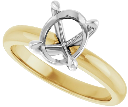 Sužadėtuvių Žiedas „Solitaire“ 585 Baltojo Ir Geltonojo Aukso Oval 9mm x 7mm (5)