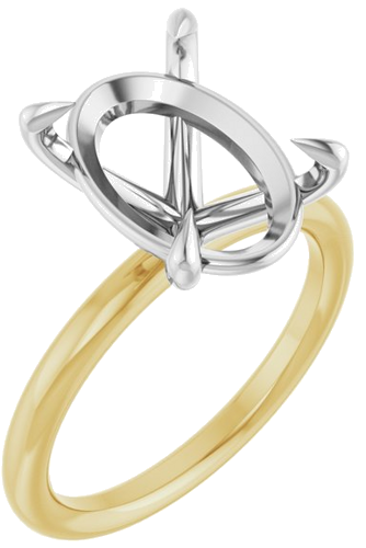 Sužadėtuvių Žiedas „Claw-Prong Solitaire“ 14k yellow/white gold Oval 14mm x 10mm (1)