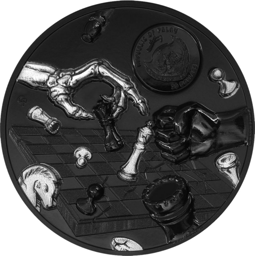 3 oz Juodieji Šachmatai 2021 Palau sidabrinė moneta (2)