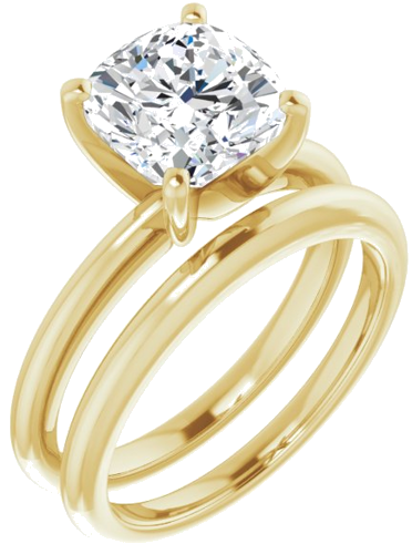 14K Yellow  8 mm Cushion Solitaire Engagement Ring Mounting (6)