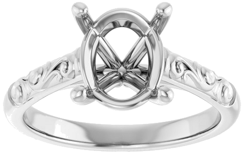 Sužadėtuvių Žiedas „Solitaire“ 14k white gold Oval 10mm x 8mm (3)