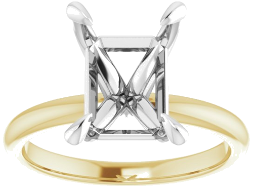 14K Yellow White 10 x 8 mm Emerald Engagement Ring Mounting (3)