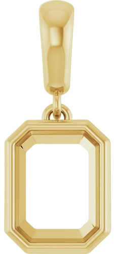 Pakabukas „Bezel-Set“ 585 Geltonojo Aukso Emerald 8mm x 6mm (1)