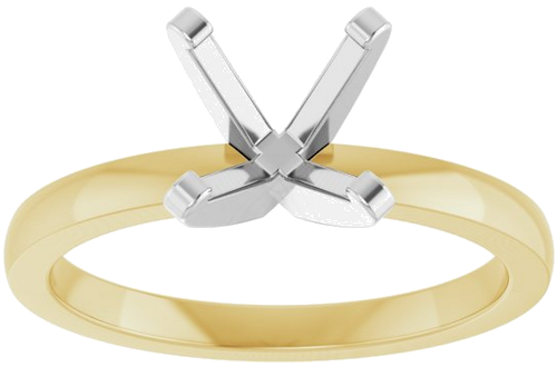 14K Yellow White 7.3-7.7 mm Round Solitaire Engagement Ring Mounting (3)