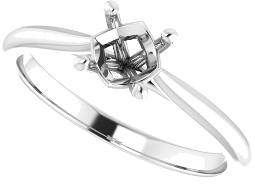 14K White 5.5 mm Round Solitaire Engagement Ring Mounting (5)