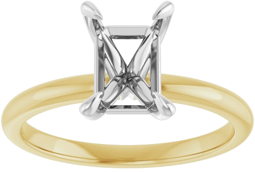 Sužadėtuvių Žiedas „Solitaire“ 585 Baltojo Ir Geltonojo Aukso Emerald 8mm x 6mm (3)