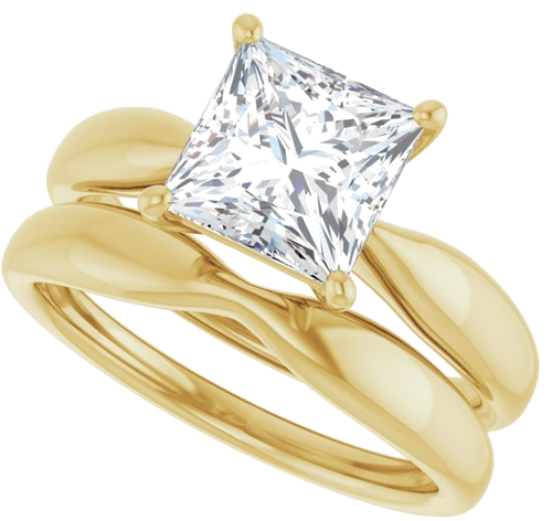 Sužadėtuvių Žiedas „Solitaire“ 585 Geltonojo Aukso Square 7mm (10)