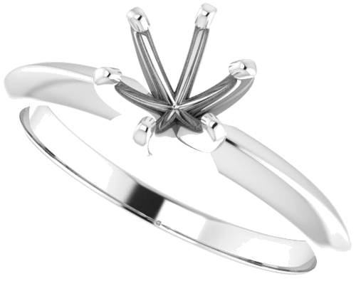 14K White 5.4-5.7 mm Round 6-Prong Solitaire Ring Mounting (5)