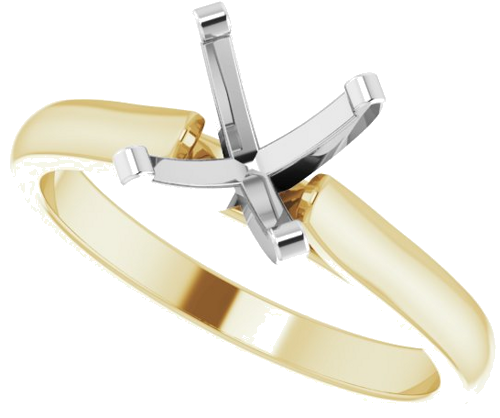 14K Yellow White 7.5 mm Round Solitaire Engagement Ring Mounting (4)