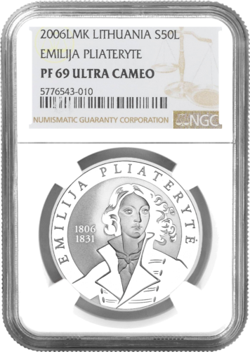 50 liti Plāterīte 2006 Lietuva sudraba monēta PF 69 ULTRA CAMEO (1)