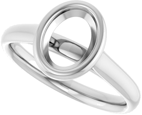 Sužadėtuvių Žiedas „Bezel-Set Solitaire“ 585 Baltojo Aukso Oval 8mm x 6mm (5)