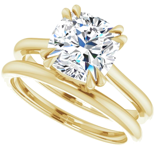 14K Yellow 8 mm Cushion Solitaire Engagement Ring Mounting (10)