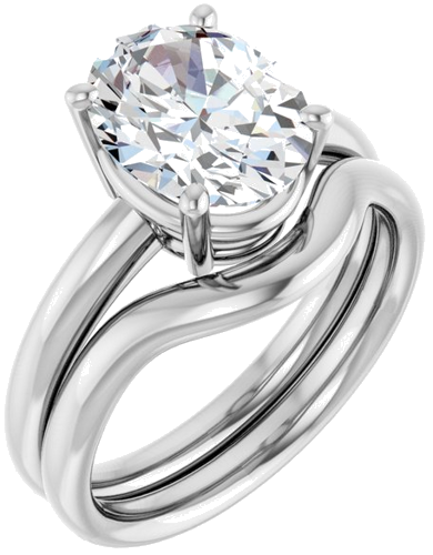 Sužadėtuvių Žiedas „Solitaire“ 585 Baltojo Aukso Oval 10mm x 8mm (6)