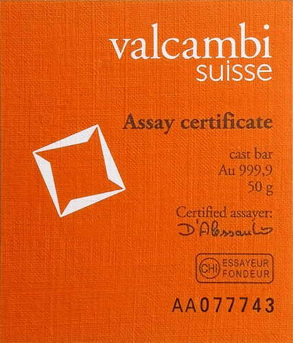 50 g Investicinio aukso lietas luitas Valcambi (2)