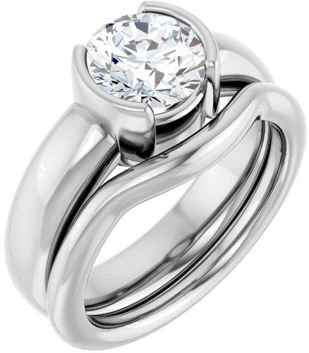 Sužadėtuvių Žiedas „Half-Bezel Solitaire“ 14k white gold Round 7.4mm (6)