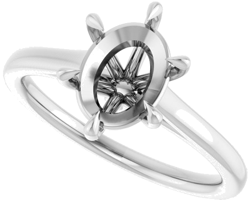 Sužadėtuvių Žiedas „Claw-Pong“ 14k white gold Oval 9mm x 7mm (5)