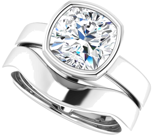 Sužadėtuvių Žiedas „Solitaire“ 585 Baltojo Aukso Cushion 8mm (10)