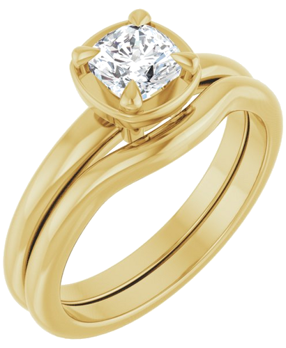 Sužadėtuvių Žiedas „Claw-Prong Solitaire Bezel-Style“ 14k yellow gold Cushion 5mm (6)
