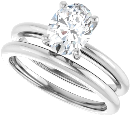 Sužadėtuvių Žiedas 10k white gold Oval 8mm x 6mm (10)