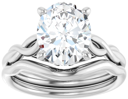 Sužadėtuvių Žiedas „Solitaire Sculptural“ 14k white gold Oval 10mm x 8mm (8)