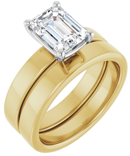 Sužadėtuvių Žiedas „Solitaire“ 14k yellow/white gold Emerald 8mm x 6mm (6)