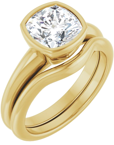 Sužadėtuvių Žiedas „Bezel-Set Solitaire“ 14k yellow gold Cushion 7.5mm (6)