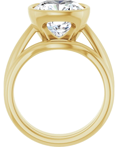 Sužadėtuvių Žiedas „Bezel-Set Solitaire“ 14k yellow gold Cushion 10mm (7)