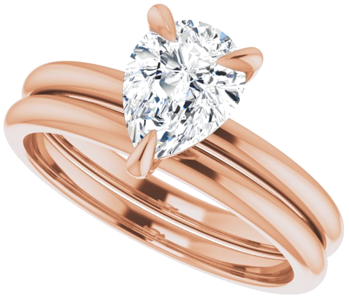 Sužadėtuvių Žiedas „Solitaire“ 14k rose gold Pear 8mm x 6mm (10)