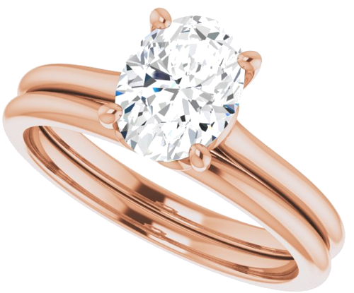 14K Rose  8x6 mm Oval Solitaire Engagement Ring Mounting (10)