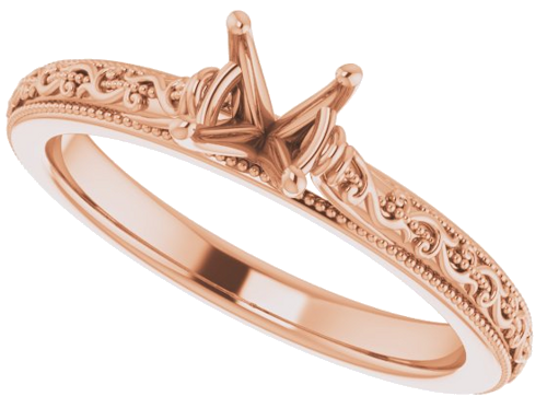 14K Rose  5.2 mm Round Solitaire Engagement Ring Mounting (5)